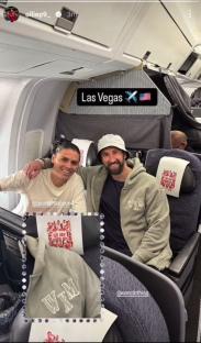 Five men on a plane, celebrating making the playoffs.