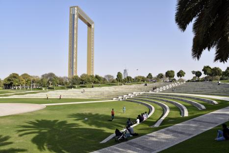 Dubai, United Arab Emirates, February 16, 2018, Zabeel Park located in Zabeel district, Dubai, one of the best park in Dubai with very good view from Dubai Frame.