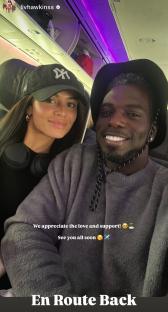 Olivia and Marcel on a plane, returning to the UK.
