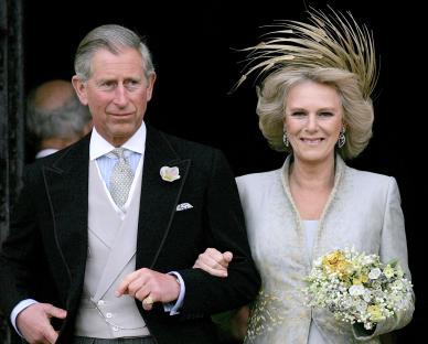 Prince Charles and Camilla, Duchess of Cornwall, leaving their wedding ceremony.