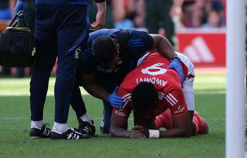 Nottingham Forest star Taiwo Awoniyi has emergency surgery on abdominal injury after smashing into post vs Leicester