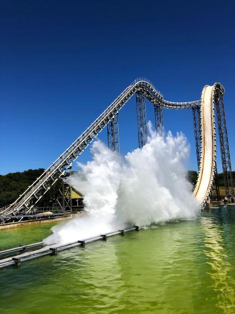 Water shute ride at a theme park.