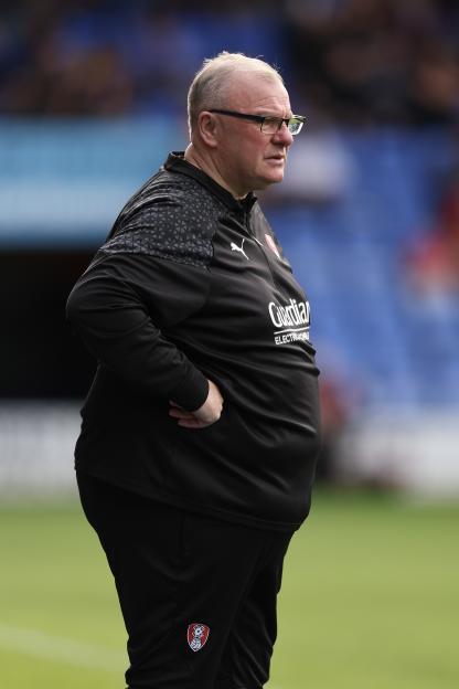 Steve Evans, manager of Rotherham United, at a soccer match.
