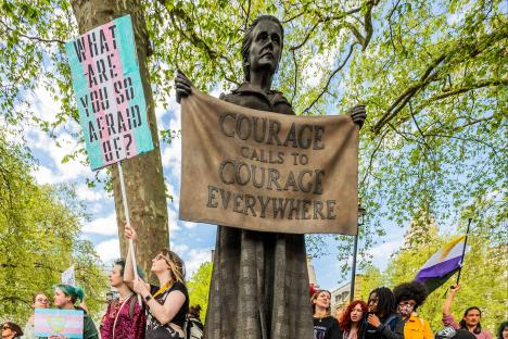 Police hunt for trans-rights activists who defaced 7 London monuments including statue of suffragette Millicent Fawcett