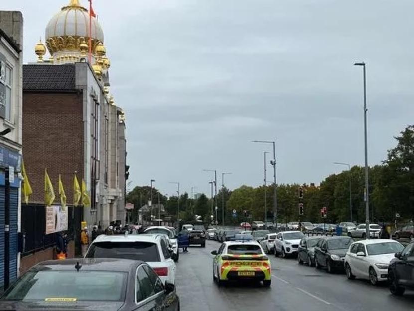 Demonstration outside a Gurdwara following a racially aggravated attack.