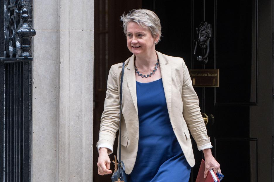 Yvette Cooper leaving 10 Downing Street after a Cabinet meeting.