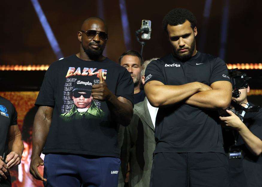 Dillian Whyte and Moses Itauma at a press conference.