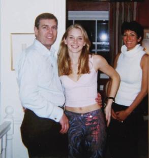 Prince Andrew with his daughter and Ghislaine Maxwell.