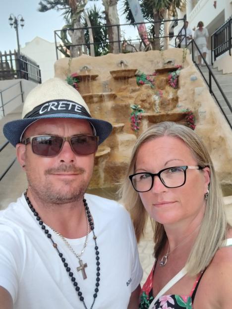 Darren Rainey and Stephanie Rainey in Crete.