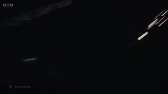 Screenshot of lights in the night sky over Switzerland.
