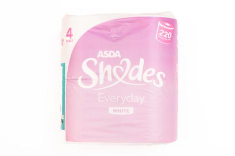 ASDA Shades Everyday white toilet paper, 4 rolls, 220 sheets per roll.