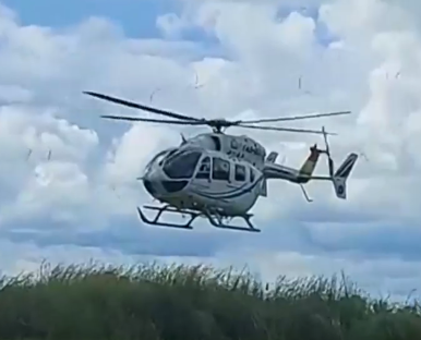 Helicopter in flight.