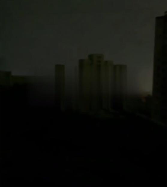 Kyiv shrouded in darkness following a Russian missile strike.