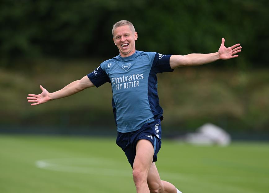 Oleksandr Zinchenko of Arsenal during training.