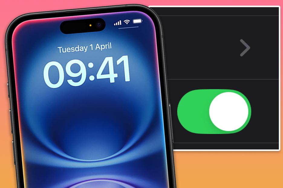 Smartphone screen showing the time and a toggle switch.