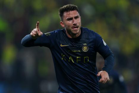 Aymeric Laporte of Al Nassr celebrating a goal.