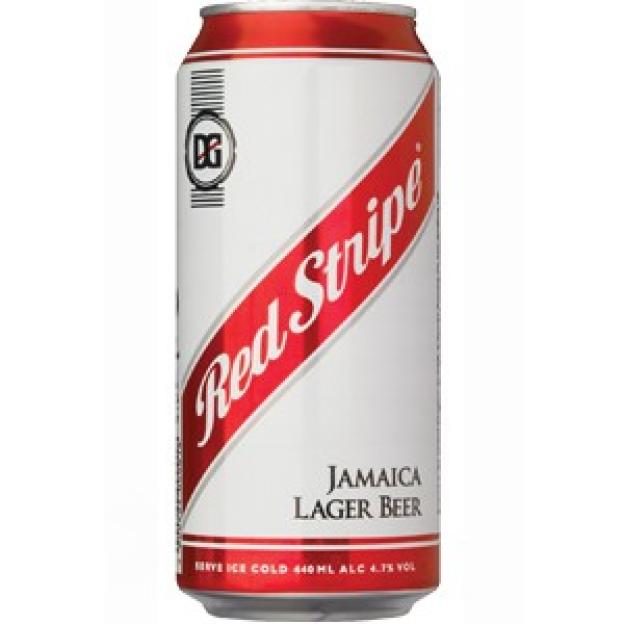 Red Stripe Jamaica Lager Beer can.