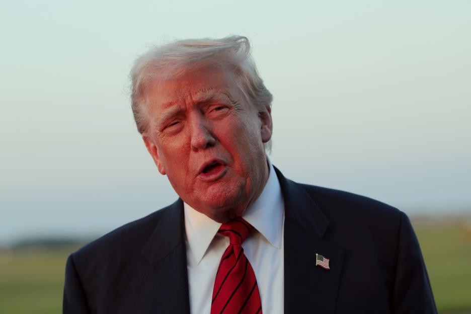 Donald Trump speaking to reporters.