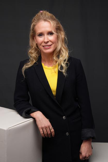 Portrait of Lucy Beaumont at the Edinburgh TV Festival.