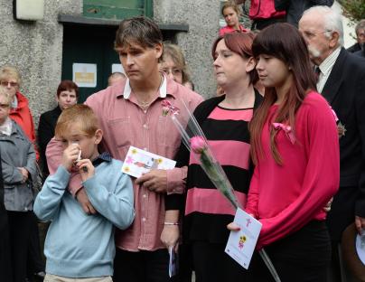 Family at April Jones' funeral.