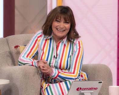 Lorraine Kelly on the set of her TV show.