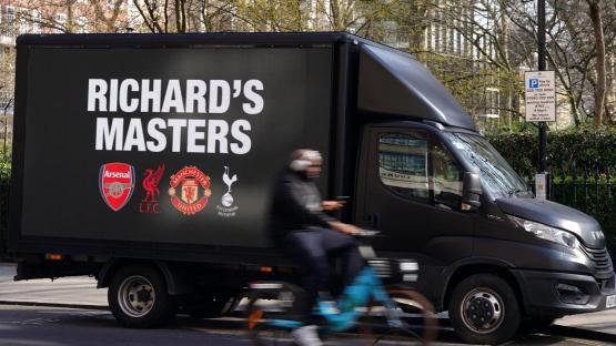 Fans taunt Richard Masters with cheeky message on van as club chiefs arrive at Premier League shareholders meeting