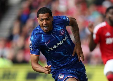 Levi Colwill of Chelsea celebrating a goal.