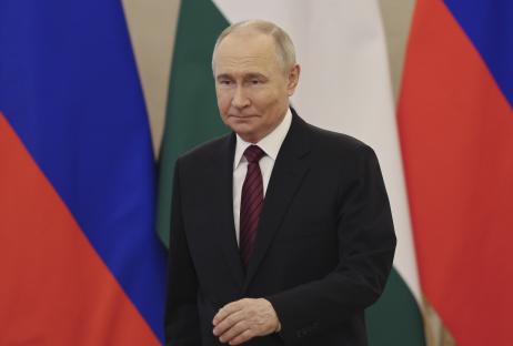 Vladimir Putin at a meeting in the Kremlin.