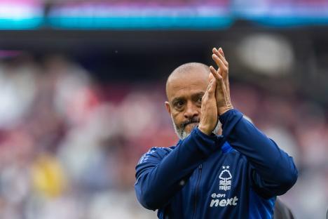 Nuno EspÃrito Santo, Nottingham Forest manager, applauding.