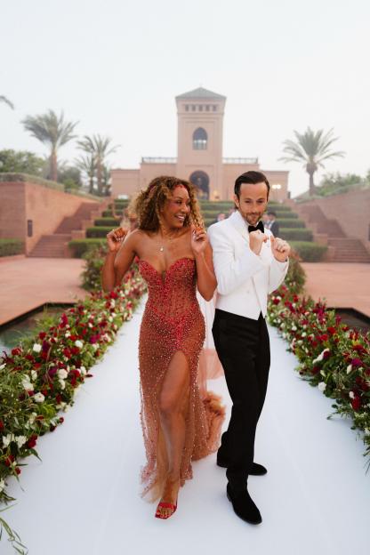 Bride and groom dancing at their wedding.