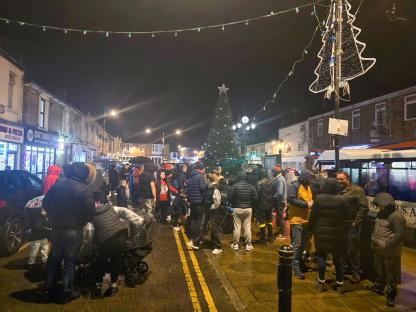 Christmas lights still up in Ramsey, Cambs in April.
