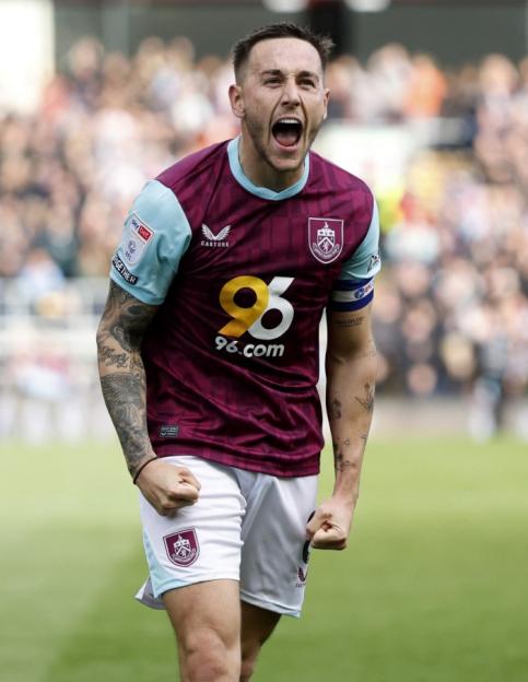 Soccer Football - Championship - Burnley v Sheffield United - Turf Moor, Burnley, Britain - April 21, 2025 Burnley's Josh Brownhill celebrates scoring their second goal Action Images/Jason Cairnduff EDITORIAL USE ONLY. NO USE WITH UNAUTHORIZED AUDIO, VIDEO, DATA, FIXTURE LISTS, CLUB/LEAGUE LOGOS OR 'LIVE' SERVICES. ONLINE IN-MATCH USE LIMITED TO 120 IMAGES, NO VIDEO EMULATION. NO USE IN BETTING, GAMES OR SINGLE CLUB/LEAGUE/PLAYER PUBLICATIONS. PLEASE CONTACT YOUR ACCOUNT REPRESENTATIVE FOR FURTHER DETAILS..
