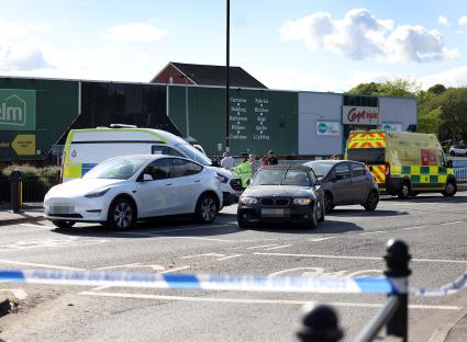 Police at the scene of an accident.
