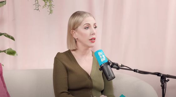 Olivia Attwood being interviewed on a podcast.