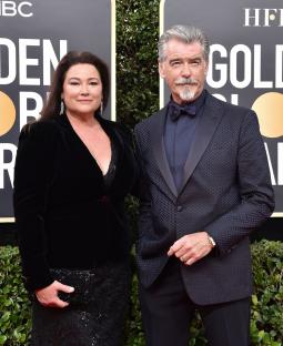 Keely Shaye Smith and Pierce Brosnan at the Golden Globe Awards.