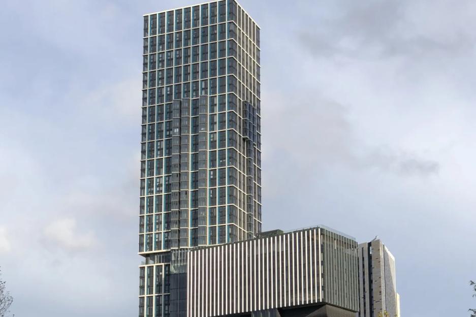 Man, 32, stabbed to death in luxury skyscraper lobby near US embassy in London as 2 men arrested on suspicion of murder