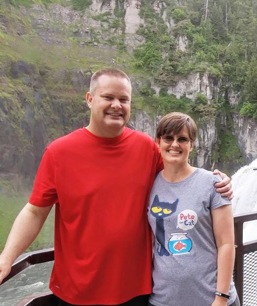 Chad and Tammy Daybell at a waterfall.