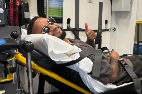 JLS star Aston Merrygold rushed to hospital as singer is pictured in the back of an ambulance