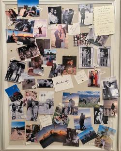 Collage of photos documenting Prince Harry and Meghan Markle's relationship.