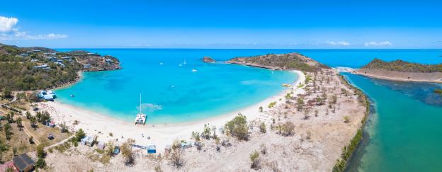 Aerial view of Deep Bay, Antigua.