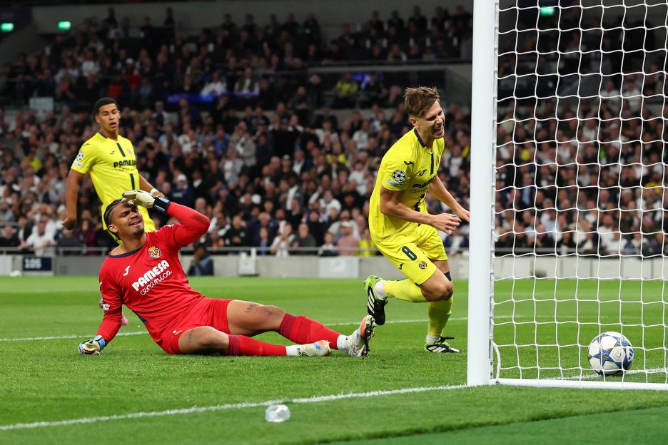 Luis Junior of Villarreal scores an own goal.