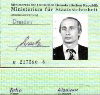 Vladimir Putin's 1985 East German Stasi identification card.