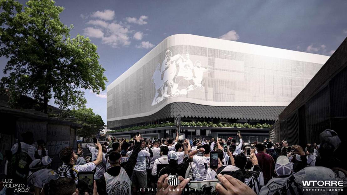 Illustration of Santos FC's new stadium design.