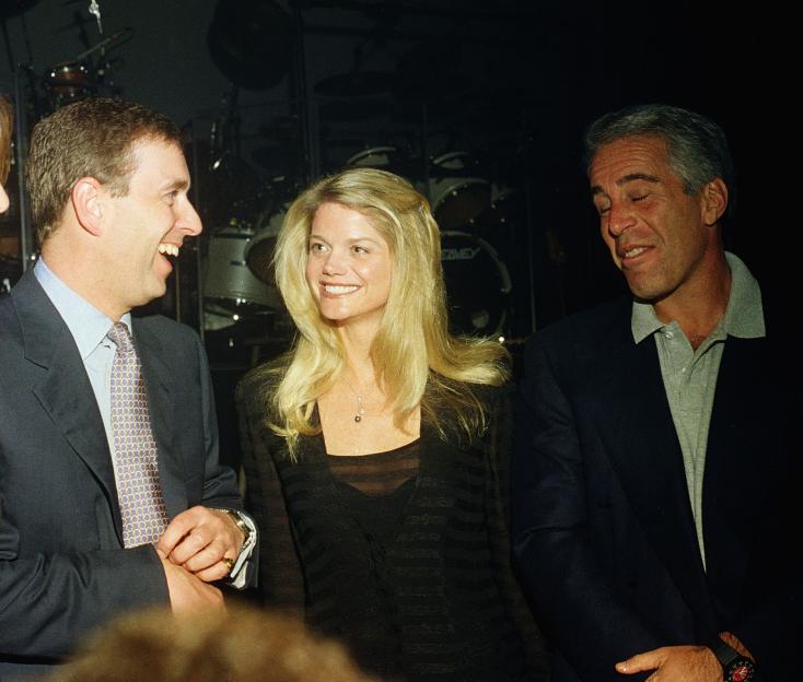 Photo of Melania Trump, Prince Andrew, Gwendolyn Beck, and Jeffrey Epstein at a party.