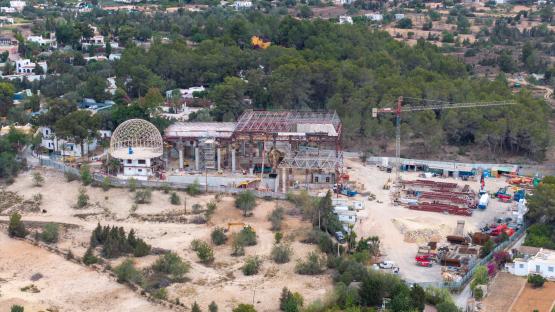 Aerial view of Privilege nightclub in Ibiza under construction.
