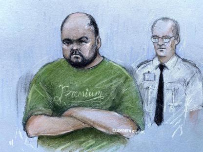 Court sketch of Gavin Plumb in court.