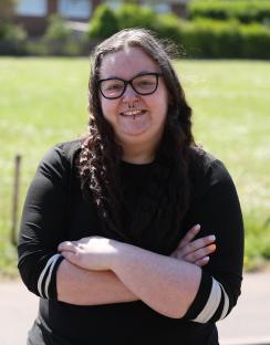 Resident Michaela Musgrove-Smith, arms crossed.