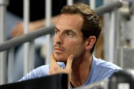 Andy Murray of Great Britain watching a tennis match.