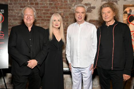 Chris Frantz, Tina Weymouth, David Byrne, and Jerry Harrison of Talking Heads at a Q&A.
