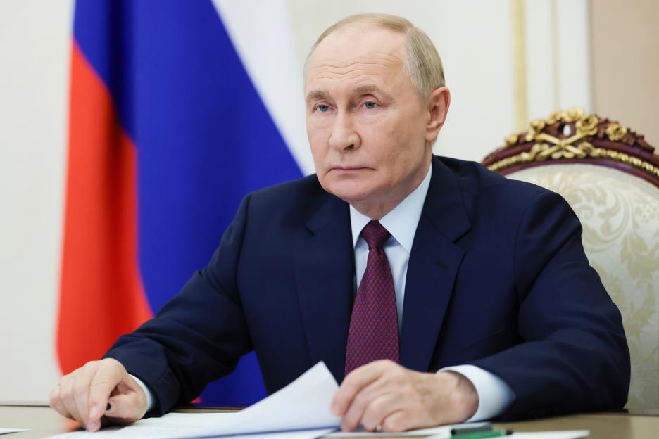 Russian President Vladimir Putin at a cabinet meeting.